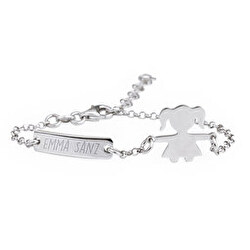 Pulsera plata con placa y niña