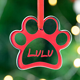 Paw shaped acrylic Christmas ornament