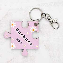 Puzzle piece shaped wooden keyring