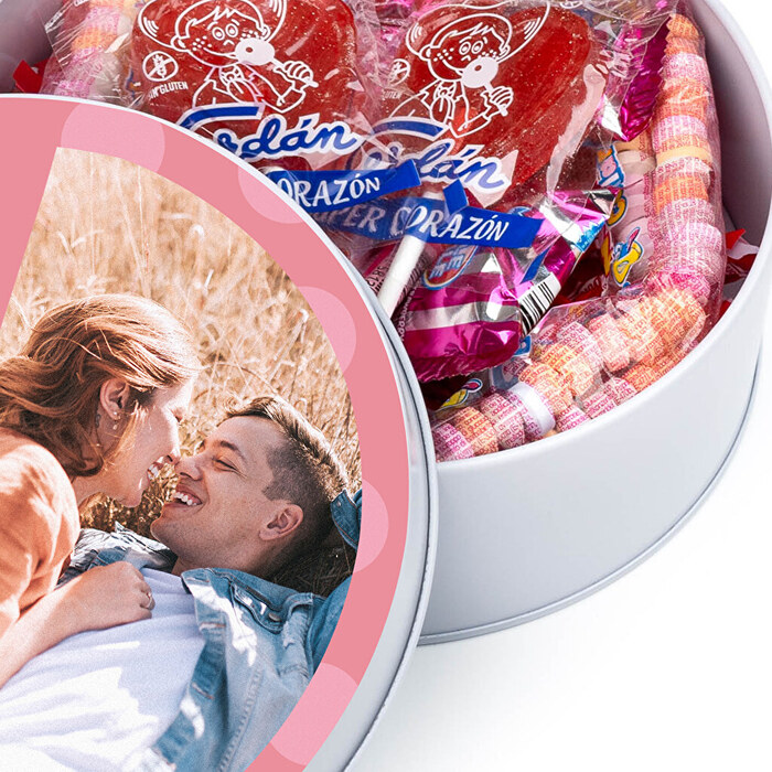 Caja de chuches y bombones redonda