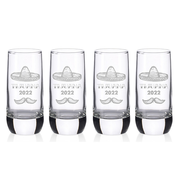 Pack 4 vasos chupito grabados altos