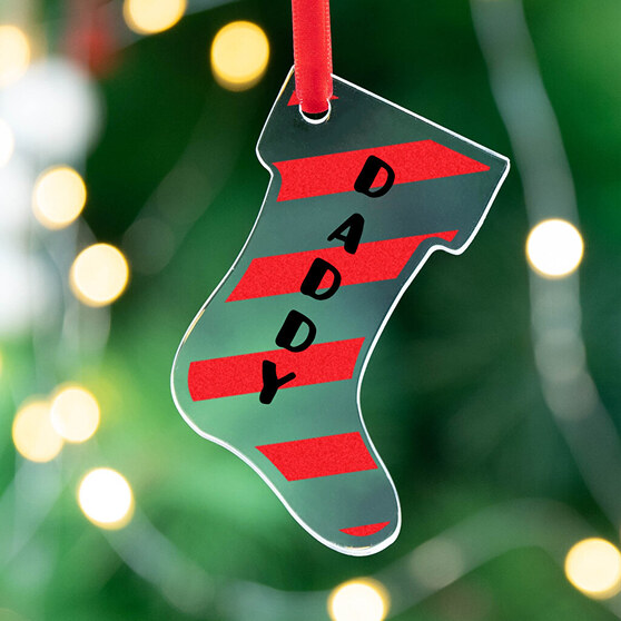 Décoration de Noël personnalisée en méthacrylate avec forme de botte Décoration de Noël personnalisée en méthacrylate avec forme de botte