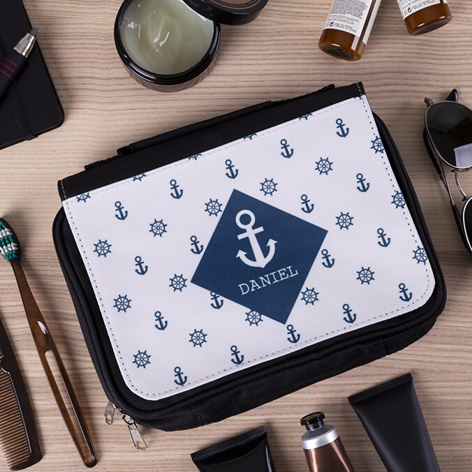 Personalised hanging toiletry bag
