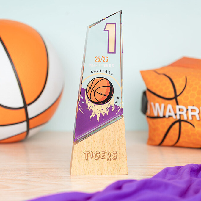 Premium bedrukte langwerpige glazen trofee