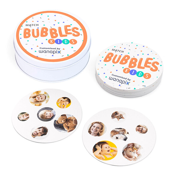 Personligt kortspil "Match Bubbles" med billede