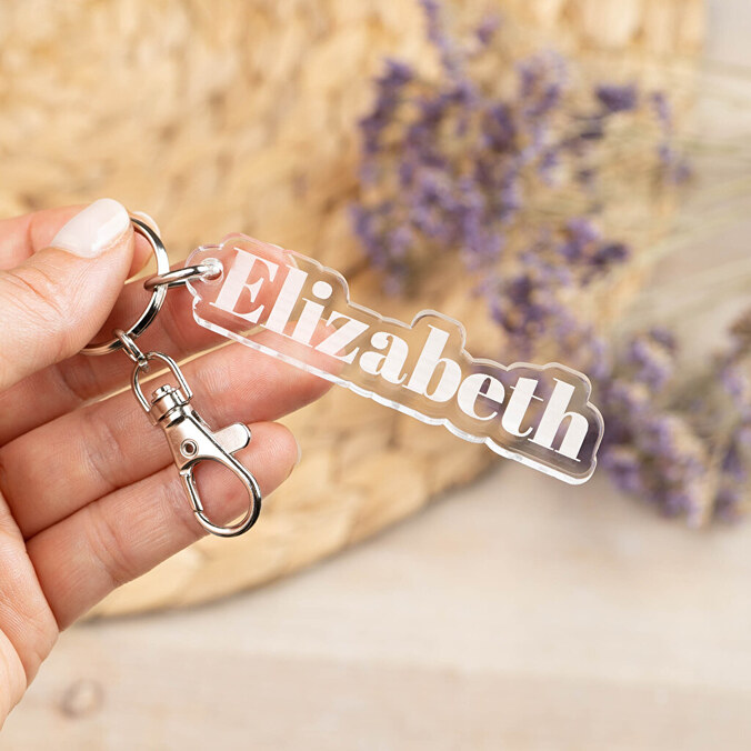 Personalised acrylic keyring with name