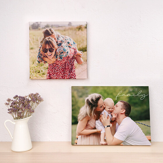 Wall decorated with personalised photo frames