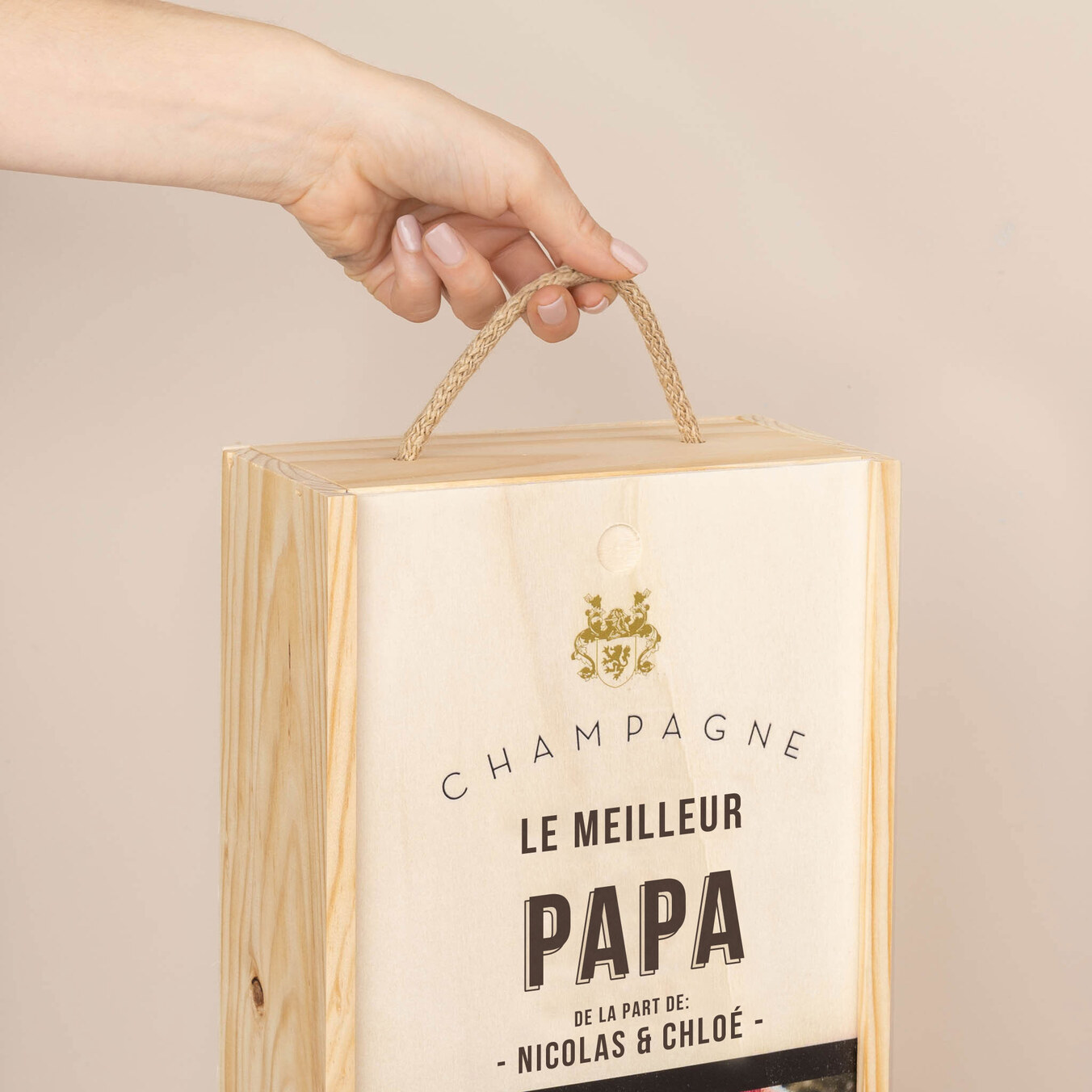 Coffret vin en bois personnalisé double
