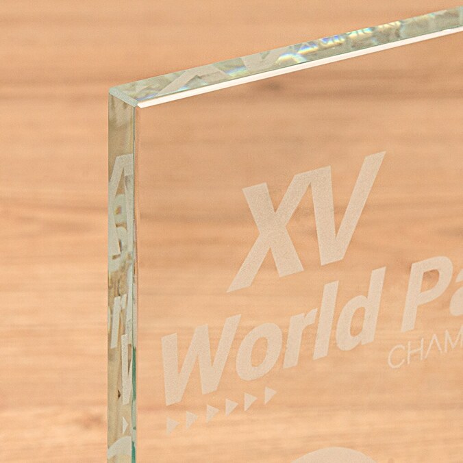 Personalised rectangular glass trophy plaque