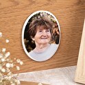 Oval ceramic photo 7.5x10.5 cm for indoor use