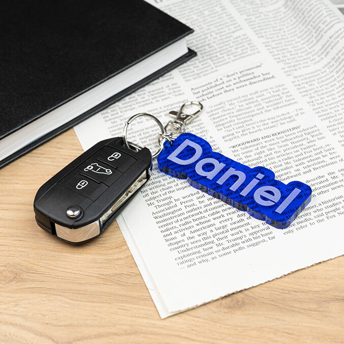 Sleutelhanger met naam gepersonaliseerd