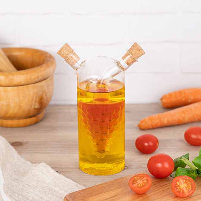 Aceitera y vinagrera en botella de cristal personalizada