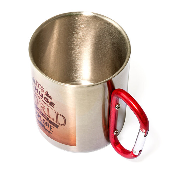 Taza acero personalizada con mosquetón