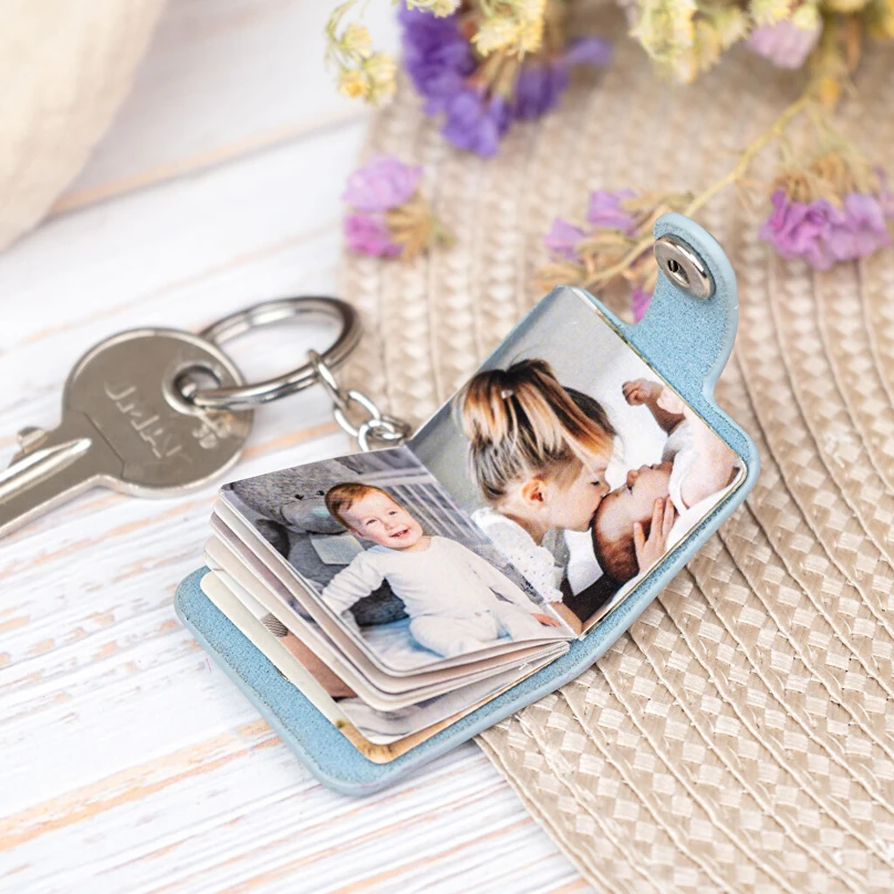 Personalised mini photo album keyring