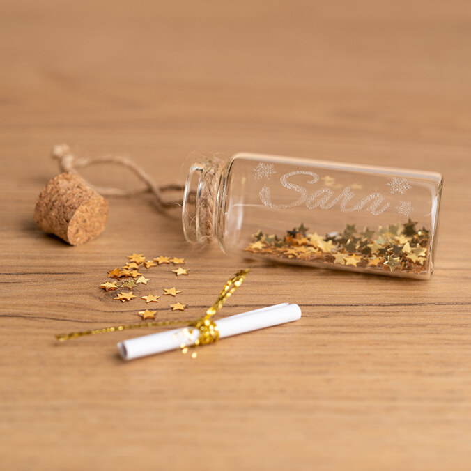 Flaschenpost mit Wunschzettel und Gravur selber gestalten