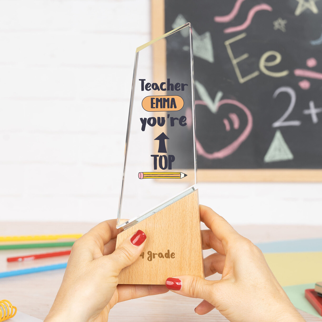 Premium Langglas-Trophäe mit Druck
