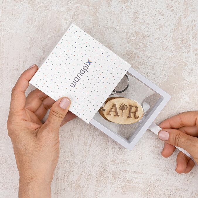 Personalised natural wood keyrings