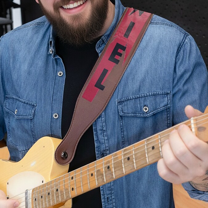 Guitar remme med tryk og navn