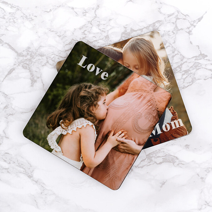 Personalised round wooden coasters