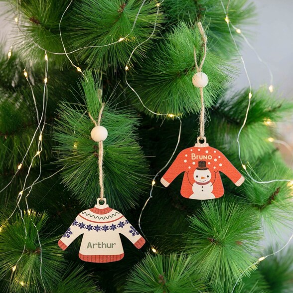 Enfeites de Natal de madeira personalizados