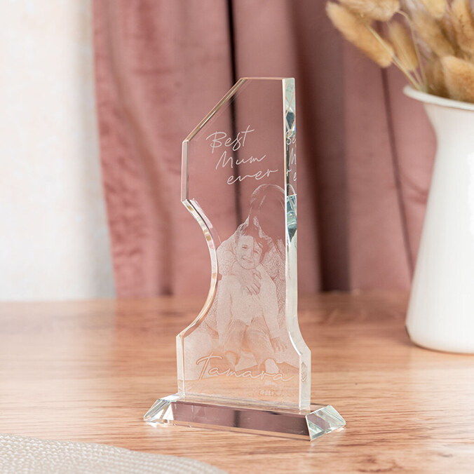 Personligt glas trofæ Nummer 1