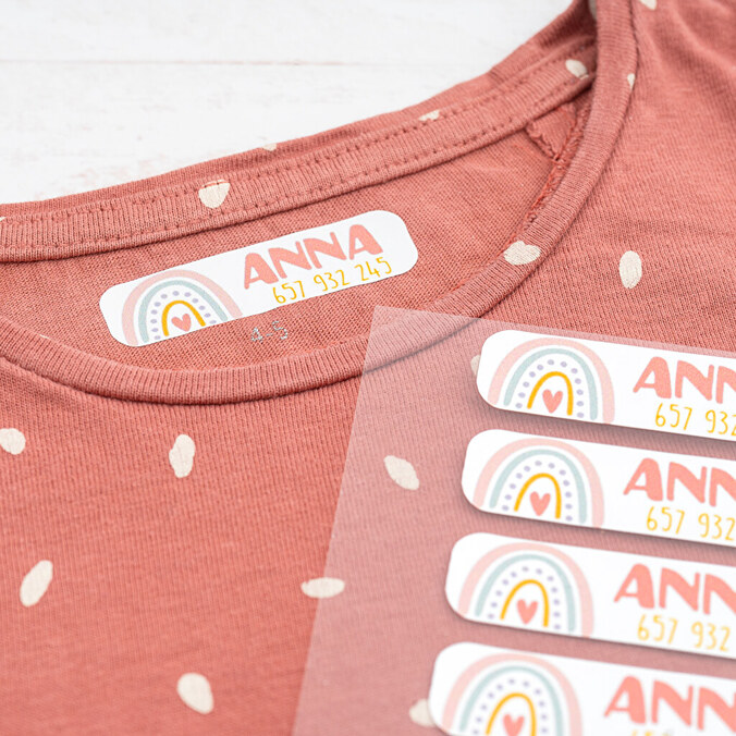 24 mellemstore etiketter til tøj (50x14 mm)