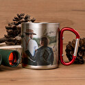 Personalised stainless steel carabiner mug