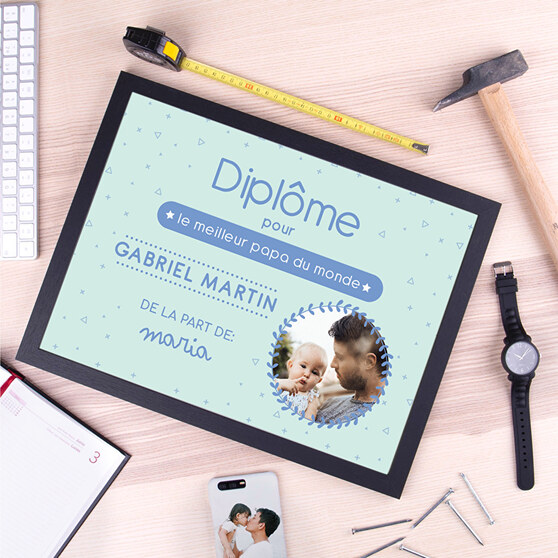 Diplôme personnalisé pour la fête des pères pour le meilleur papa Diplôme personnalisé pour la fête des pères pour le meilleur papa