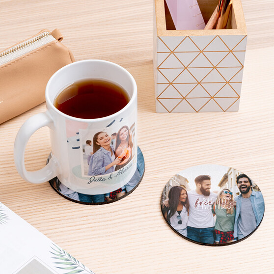 Personalised round coasters with photo
