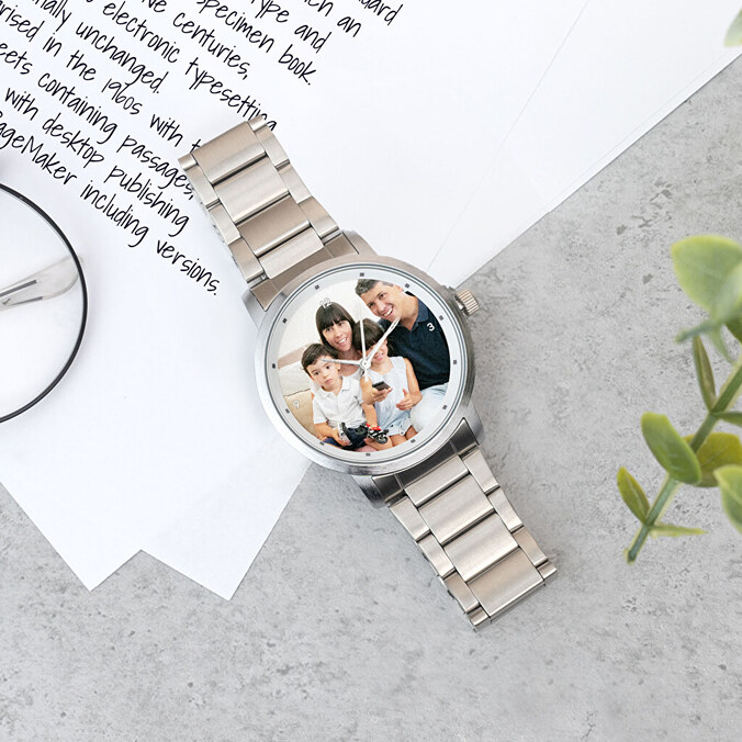 Gepersonaliseerd metalen schakelbandhorloge voor heren