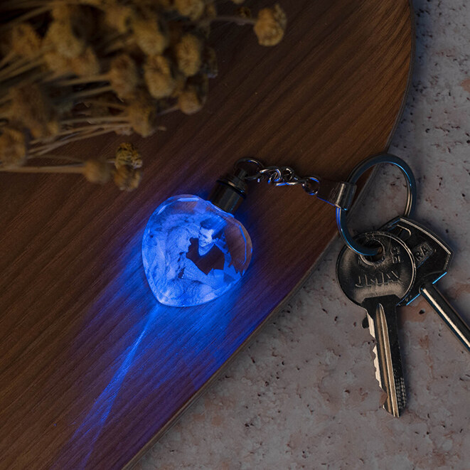 3D glazen sleutelhanger met licht graveren 3D glazen sleutelhanger met licht graveren