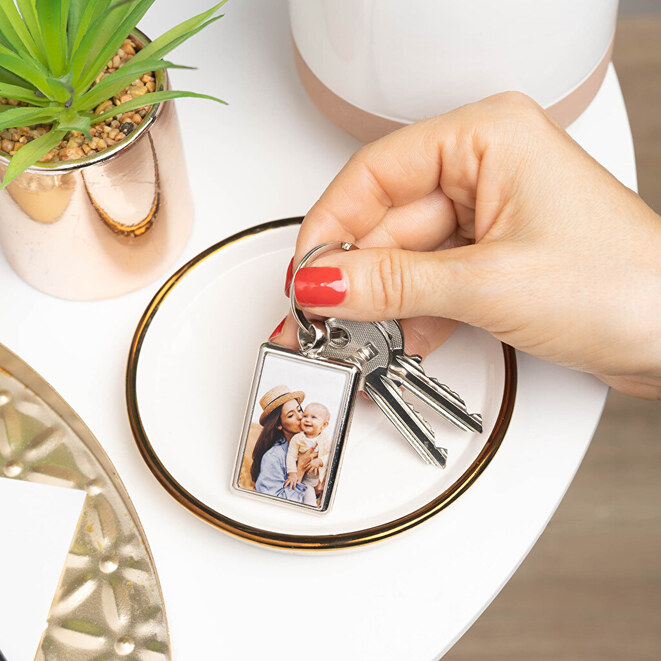 Metalen sleutelhanger rechthoekig met foto bedrukken Metalen sleutelhanger rechthoekig met foto bedrukken