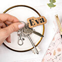 Houten sleutelhanger met gepersonaliseerde naam