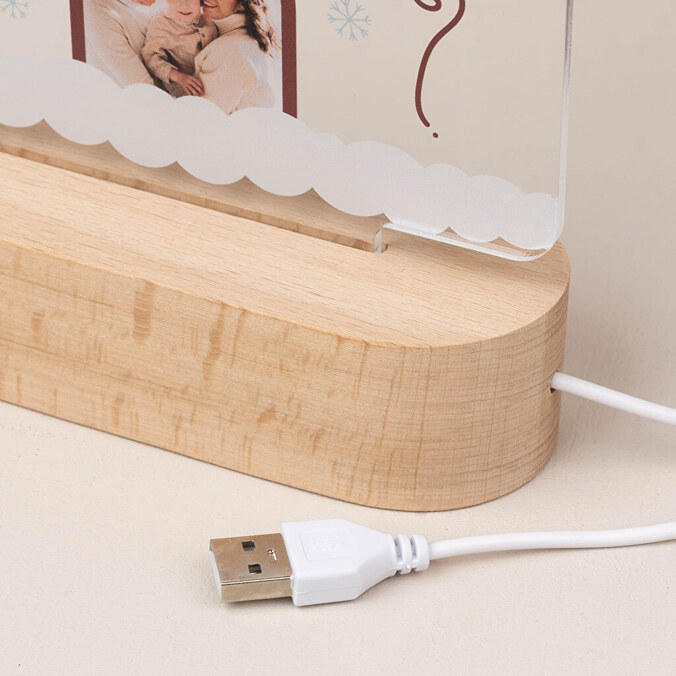 Lámpara 3D personalizada de madera con forma de casa