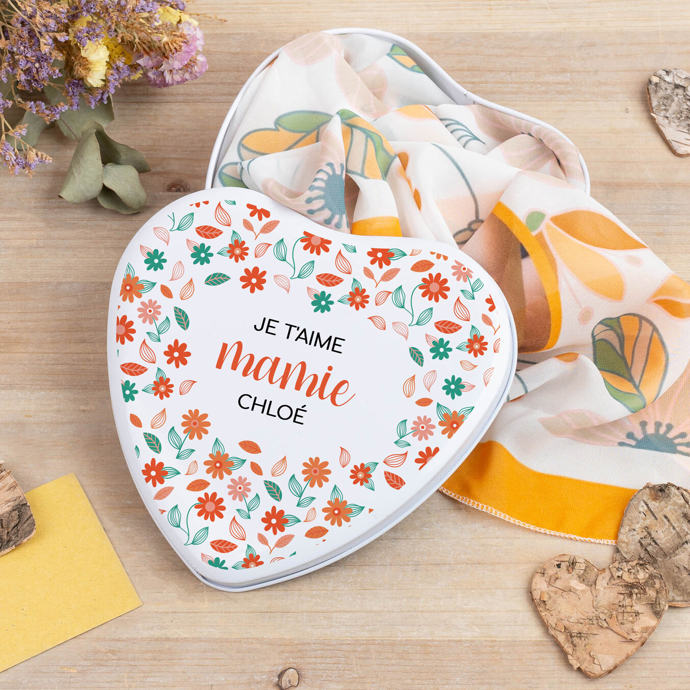 Boîte métal coeur personnalisée