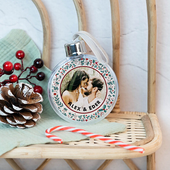 Bolas transparentes con fotos para el árbol de Navidad