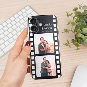 Custodia Personalizzata IPhone 11 In Gel Morbido Trasparente - Design Cuori Con Nome E Iniziali, Stampa UV, Bianco - 3