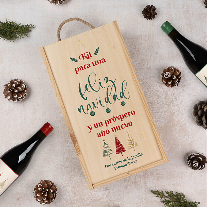 Caja de vino personalizada doble