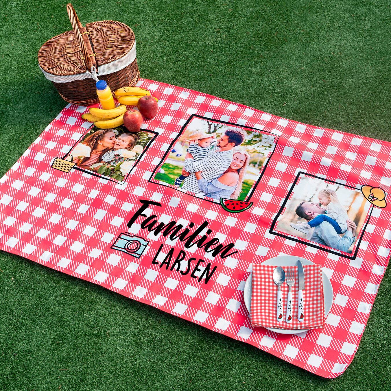 Personligt picnic tæppe med billede eller tekst