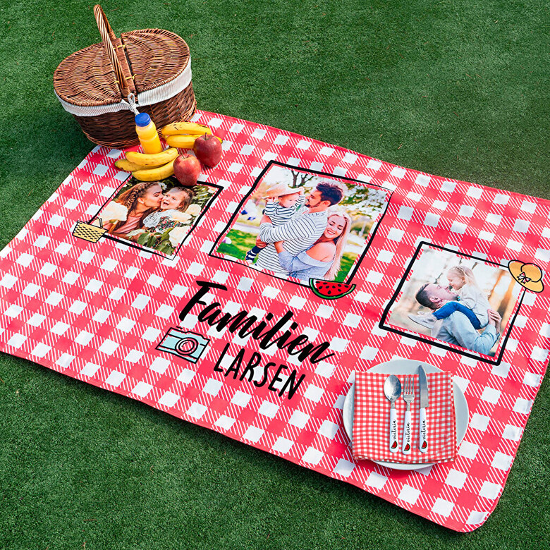 Personligt picnic tæppe med billede eller tekst |