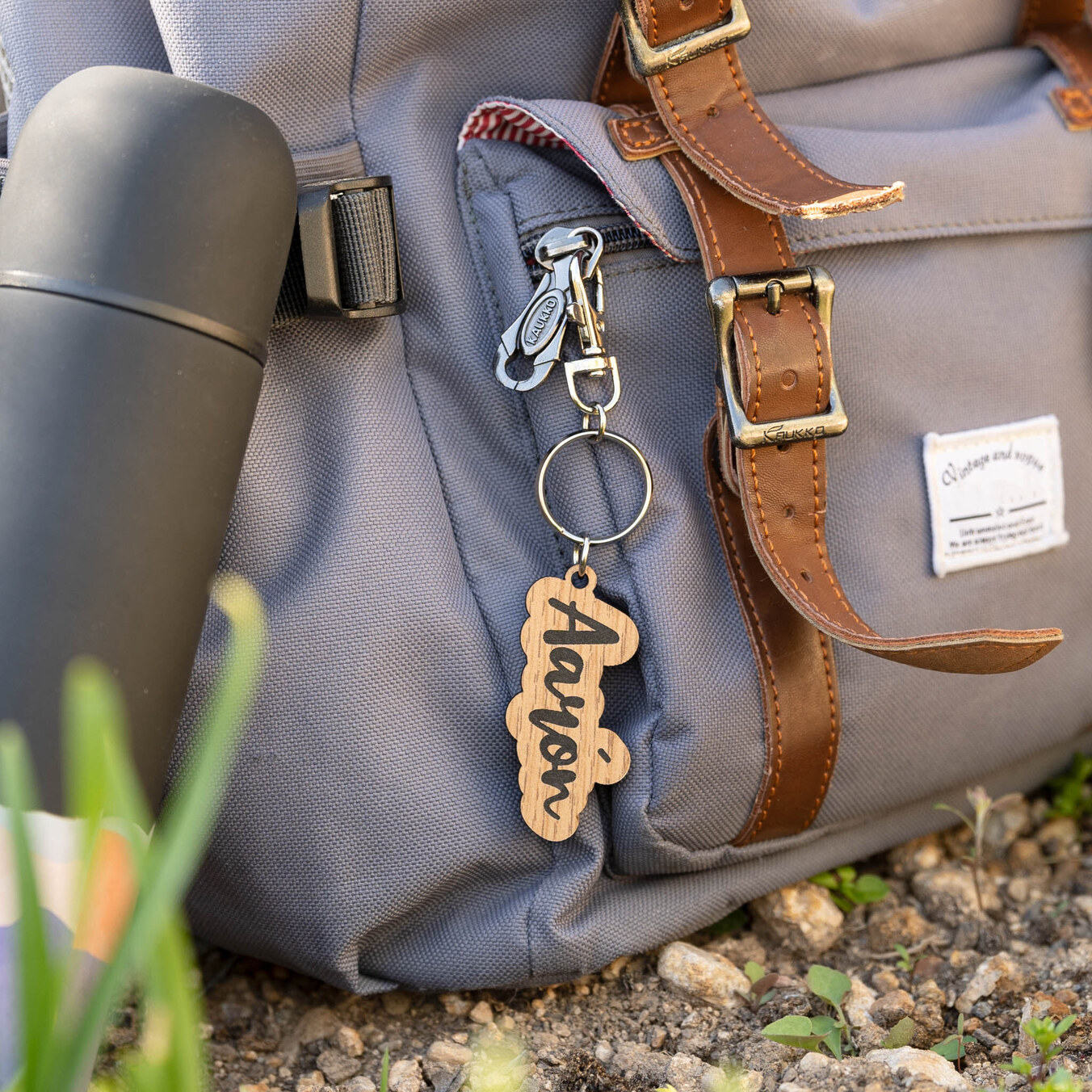 Houten sleutelhanger met gepersonaliseerde naam