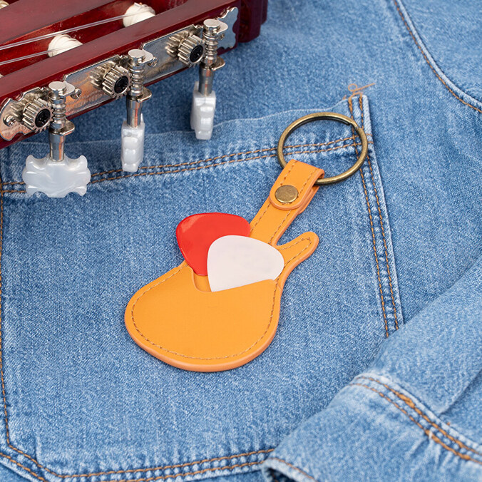 Personalised guitar pick holder key chain