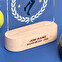 Gepersonaliseerde plexiglas trofee met houten voet