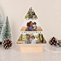 Gepersonaliseerde 3D lamp met houten voet in de vorm van een kerstboom