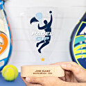 Trofeo de metacrilato copa deportiva personalizado con base madera