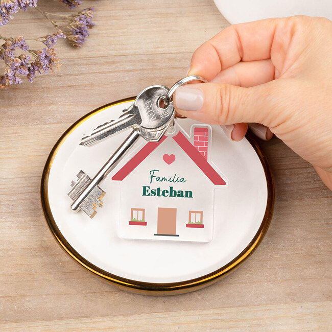 Llavero metacrilato personalizado con forma de casa