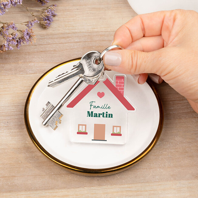 Porte-clés acrylique personnalisé avec forme de maison