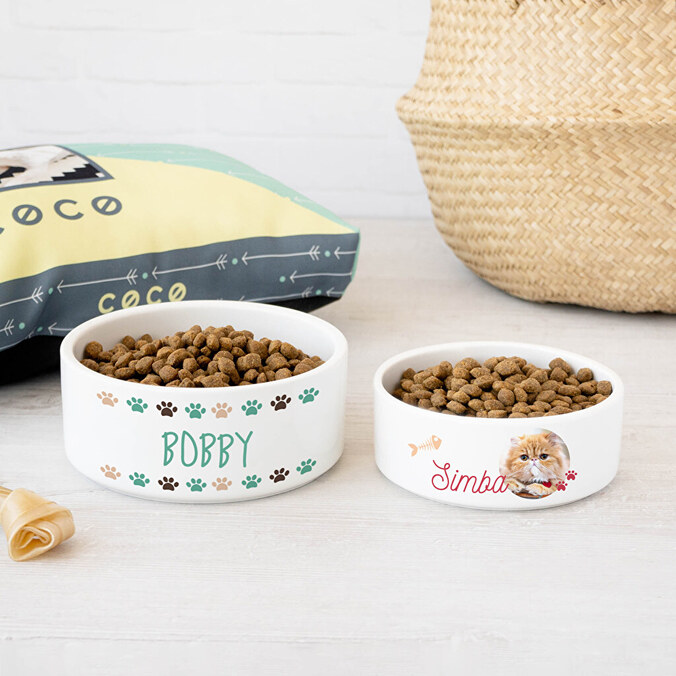 Voerbak met gepersonaliseerde opdruk voor honden en katten