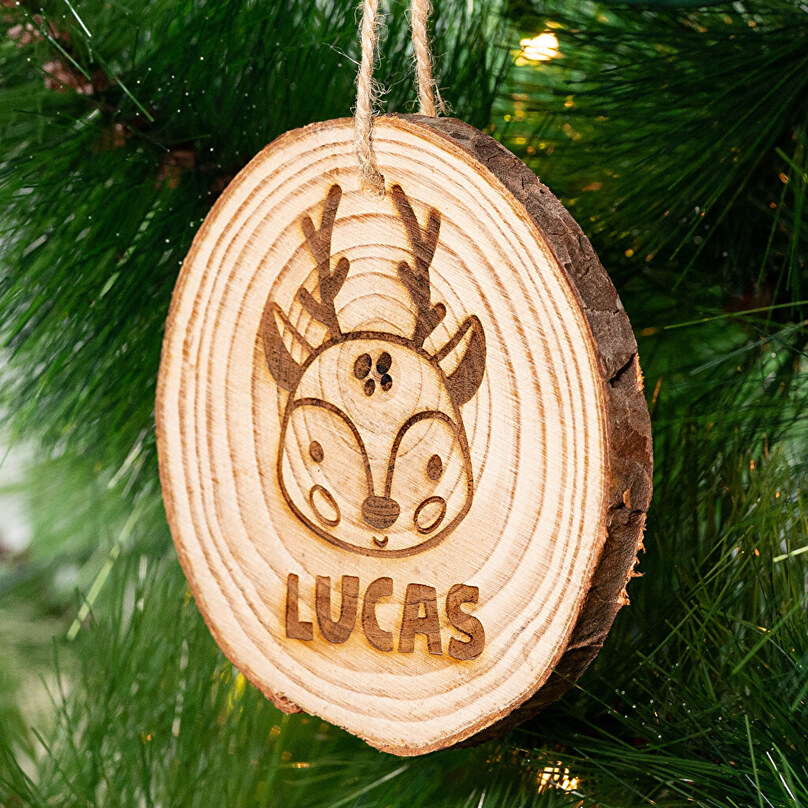 Personalised wood slice ornament Wooden Christmas ornament Wanapix