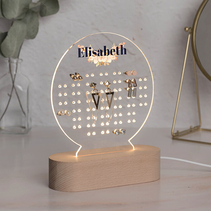 Gepersonaliseerde verlichte juwelenhouder